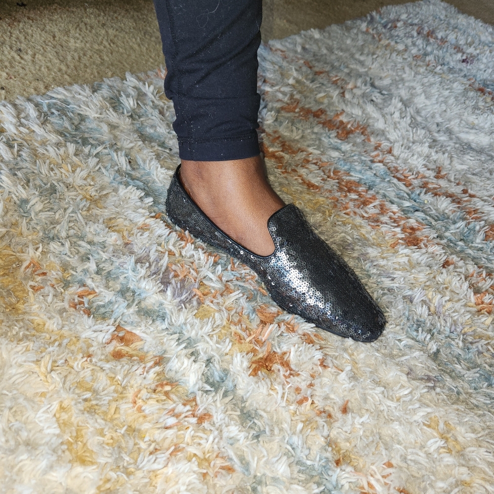 Jimmy choo 38 sequin leather moc